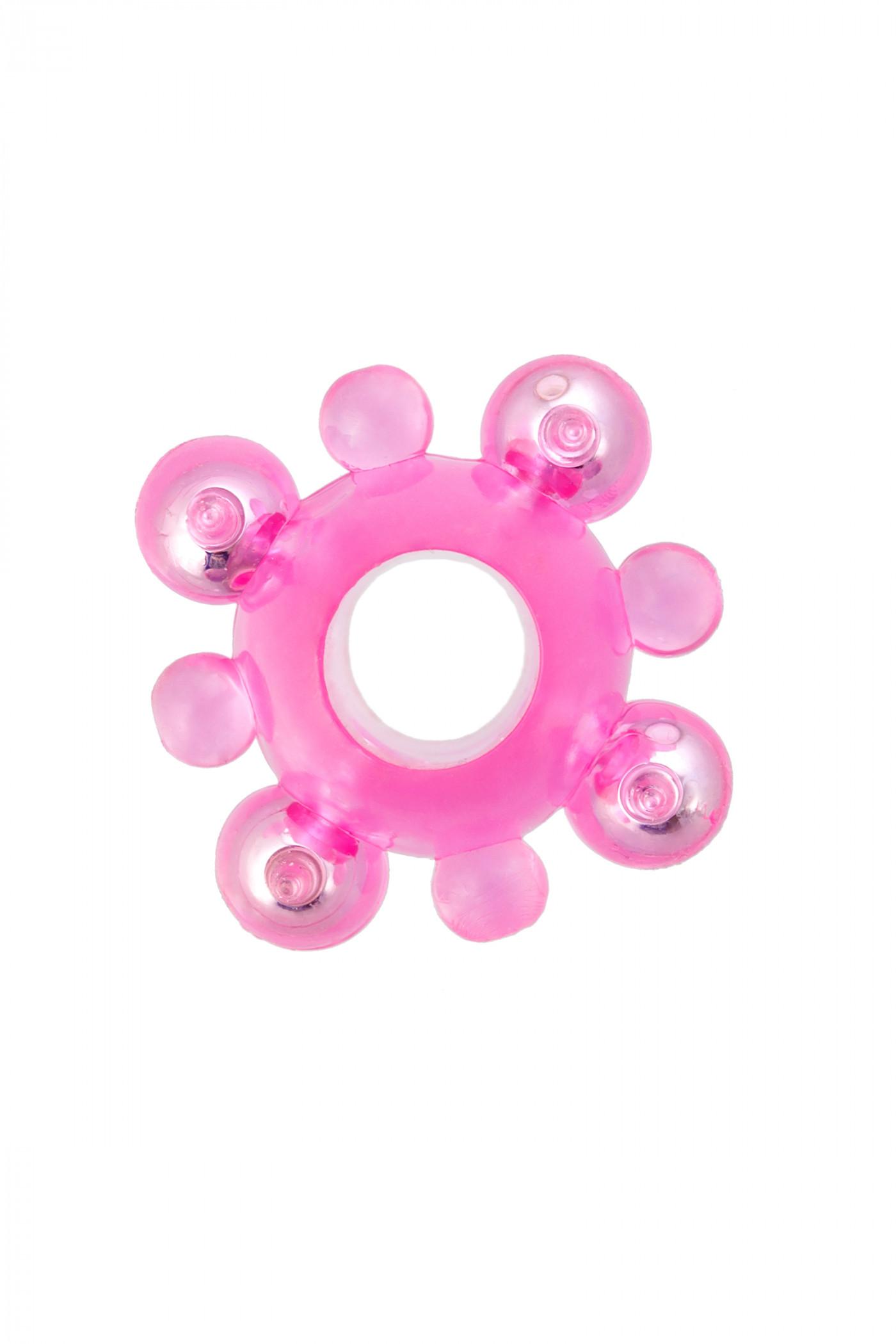 Эрекционное кольцо с бусинками TOYFA, TPE, розовый
