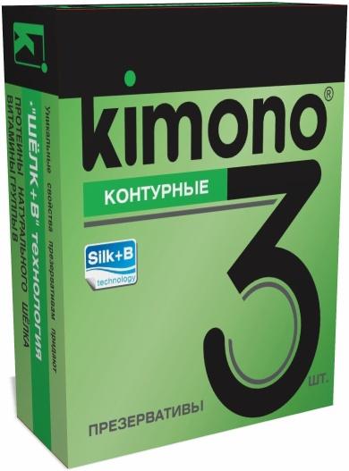 Контурные презервативы KIMONO, 3 шт. Vestalshop.ru - Изображение 1