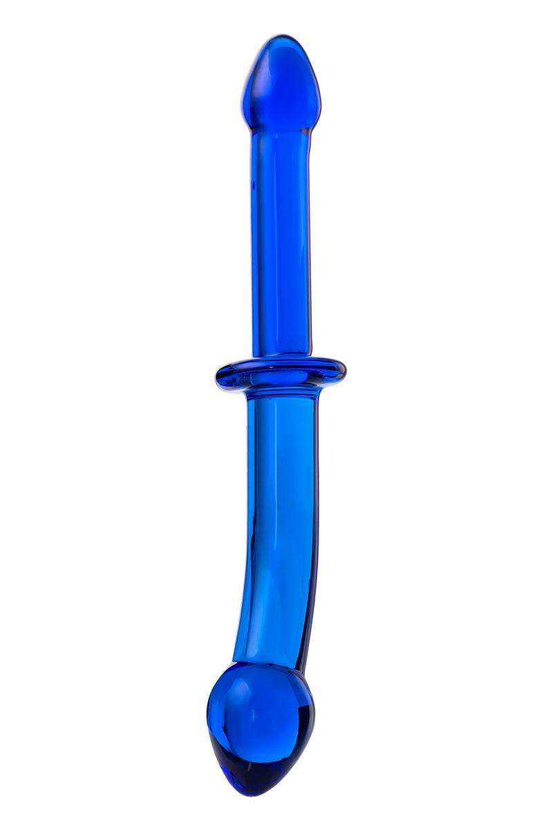 Двусторонний фаллоимитатор Sexus Glass, стекло, синий, 25 см Vestalshop.ru - Изображение 1