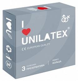Презервативы UNILATEX "RIBBED" с рифленой поверхностью, 3 шт.