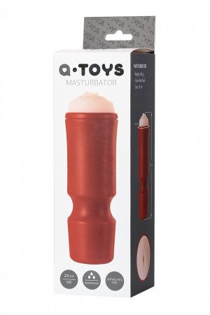 Мастурбатор,красный/телесный, вагина, TOYFA A-Toys,24cm, 7,6 cm