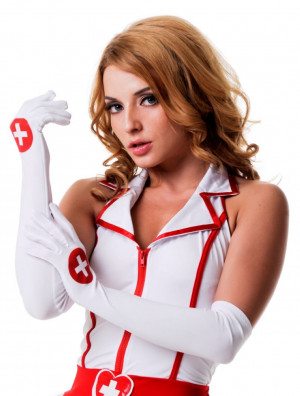 Перчатки медсестры длинные