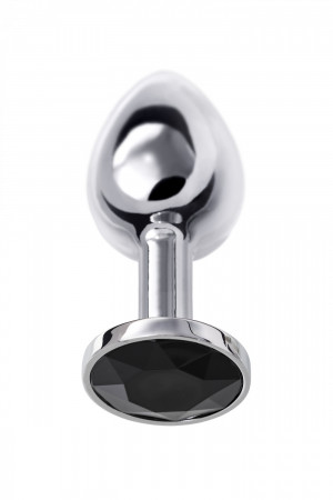 Анальная втулка Metal by TOYFA, металл, серебристая, с черным кристаллом, 7,5 см, Ø 3 см, 145 г