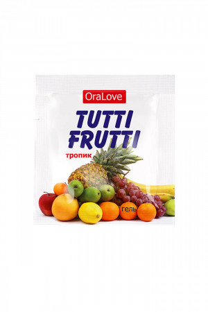Съедобная гель-смазка TUTTI-FRUTTI для орального секса со вкусом экзотических фруктов ,4гр