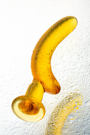 Нереалистичный фаллоимитатор Sexus Glass, Стекло, Желтый, 17 см