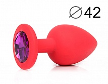 ВТУЛКА АНАЛЬНАЯ, L 95 мм D 42 мм, красная, цвет кристалла фиолетовый, силикон