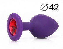 ВТУЛКА АНАЛЬНАЯ, L 95 мм D 42 мм, фиолетовая, цвет кристалла красный, силикон